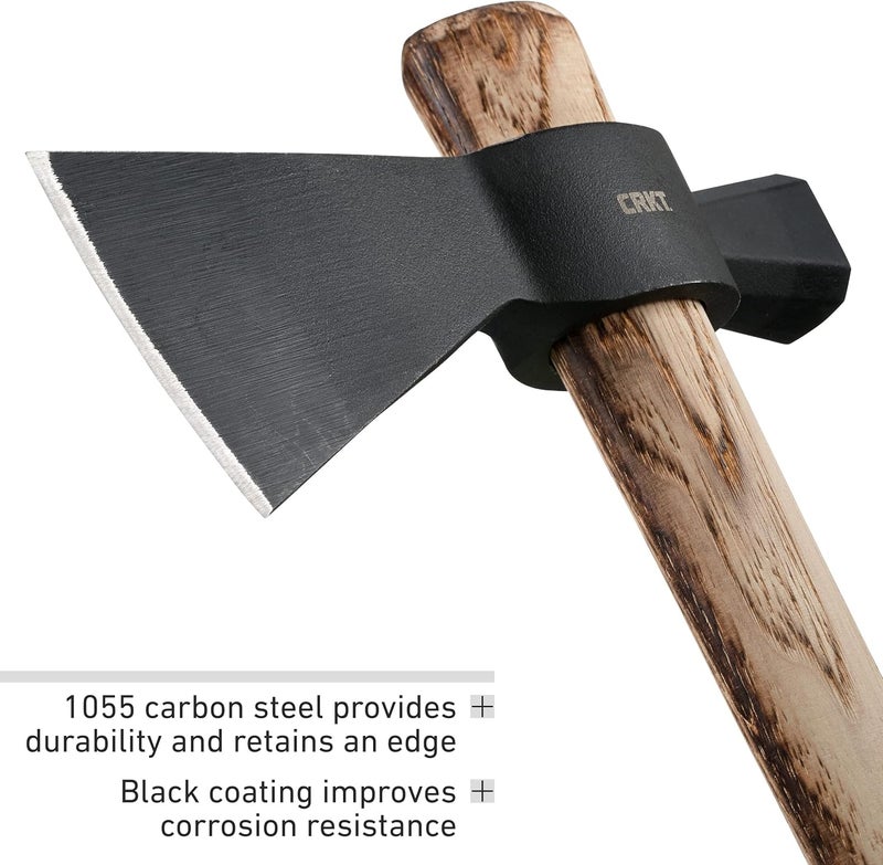 CRKT Chogan Hammer T-Hawk: Outdoor Camping Axe with Hammer Poll, Forged Carbon Steel Head, Tennessee Hickory Wooden Handle 2724 - Image 4